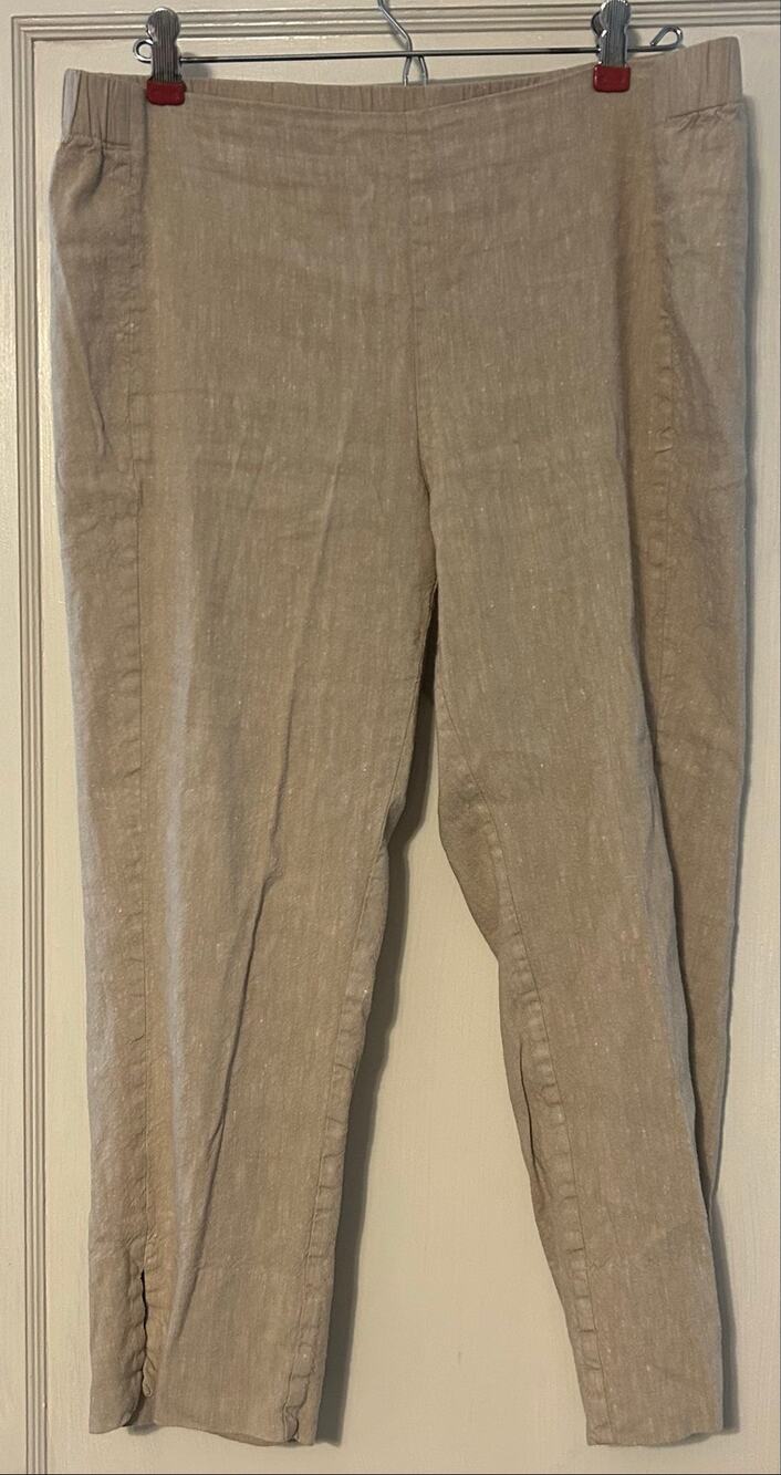 J. Jill Women’s linen stretch pants capri tan natural fibers flowy airy medium